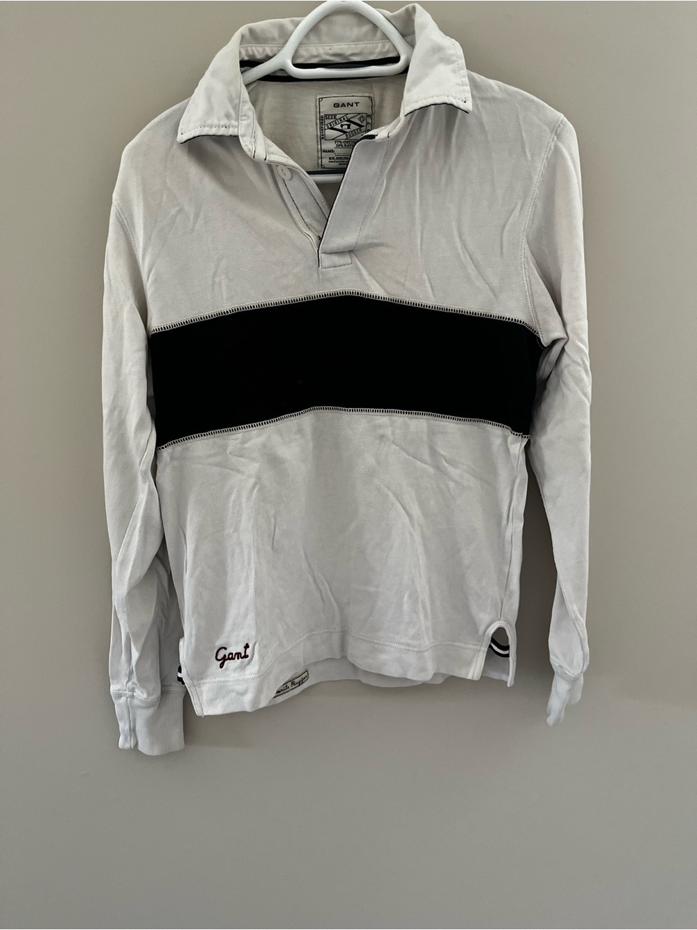 Gant Men’s Light Gray Rugby Shirt with Black Chest Stripe
